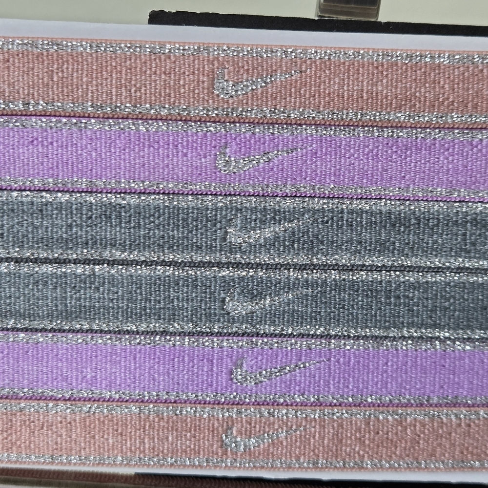 * Nike Women's Swoosh 6 Pack Metalli Headbands Gray, Purple And Peach OS - Picture 3 of 6